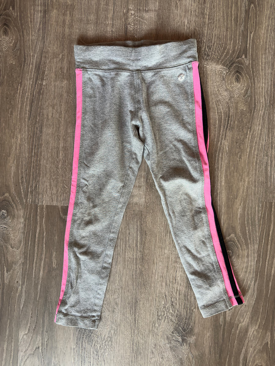 Light Grey/Neon Pink Racer Stripe Leggings