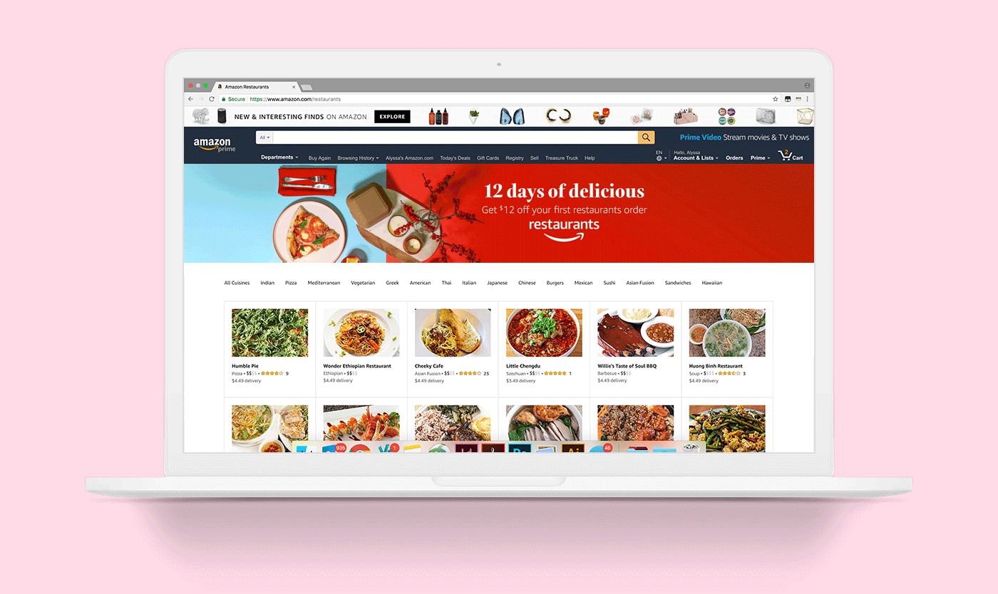  Art direction for Amazon Restaurants’ 12 Days of Deals holiday campaign. 
