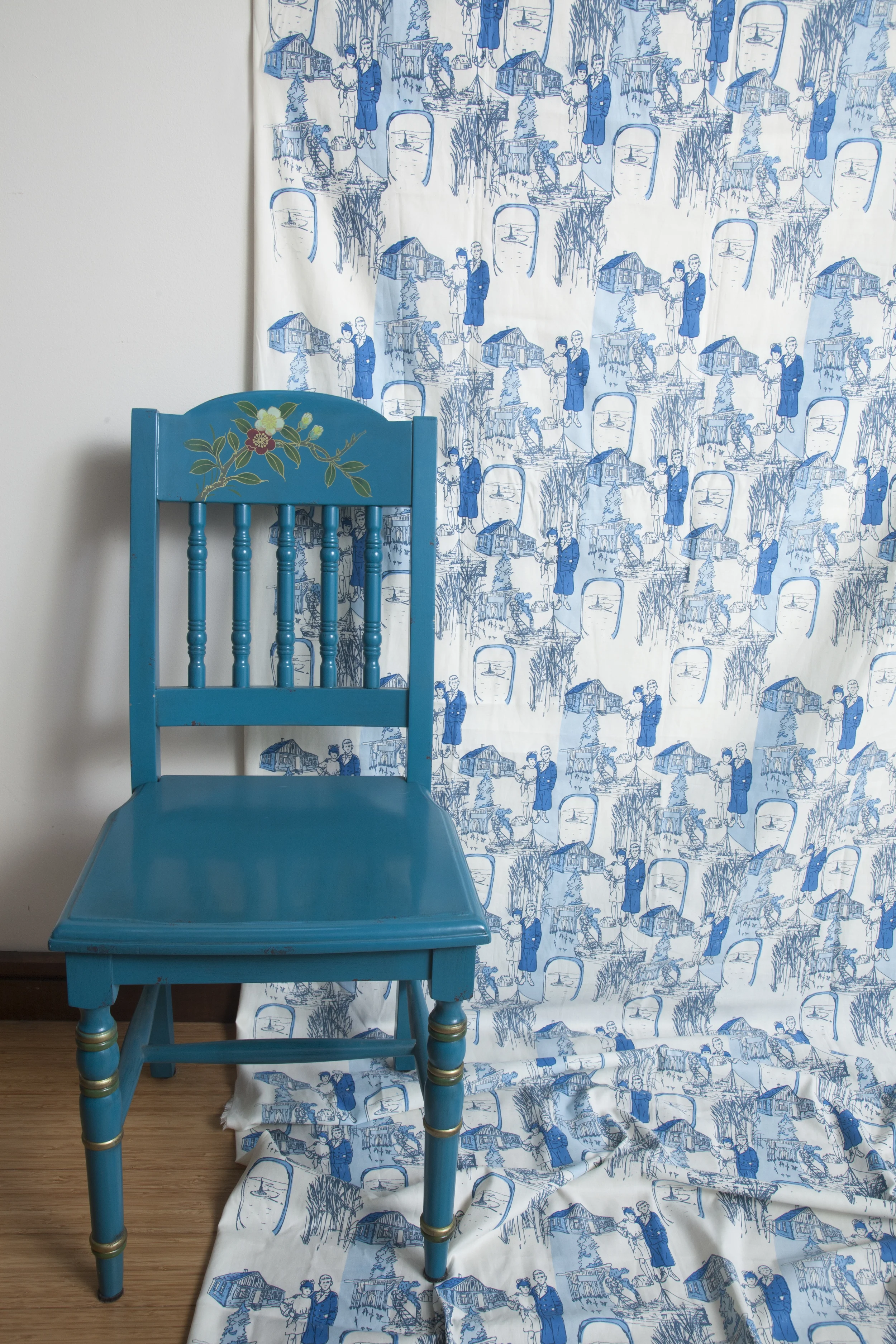 hand printed cotton sateen 
