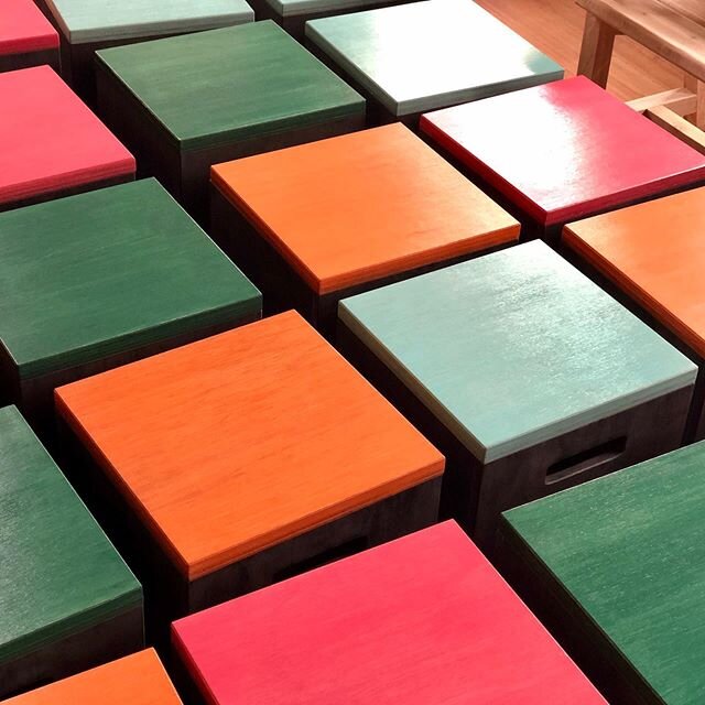 Stained ply cube seats ready to deliver #lockdown #rubicscube #plyfurniture #cubes #localbusiness #britishmade