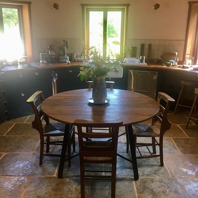 Yet another lovely commission that we have completed in lock down - a round #kitchen #table for a round oast house kitchen. The top is made using the #salvaged #pier #wood and the legs and frame are specially designed metal work. The design fits its 
