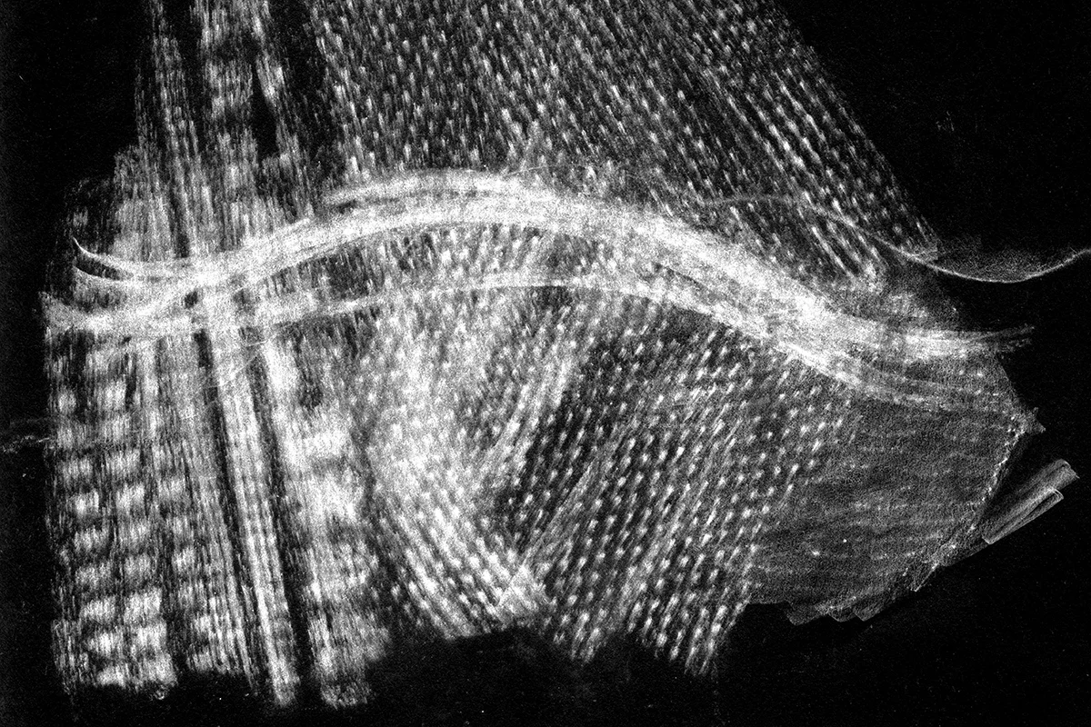 Divination through marks (table rubbing 1) , 2016. Charcoal and rice paper, digital inversion. 9” x 12”