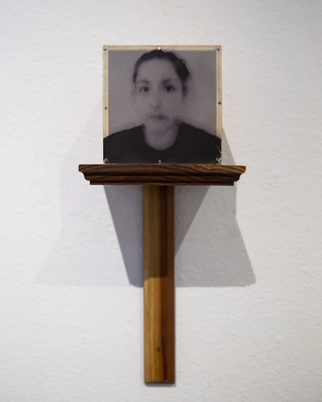 Stressors and other contributing factors , 2017. Graphoscope, vellum, hair, nails, wood. 5”D x 5W” x 19H”.