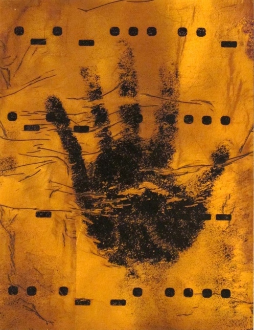 Hand of the Artist, Right , 9" x 12",  Mixed Media with Gold Foil on Paper, 2012