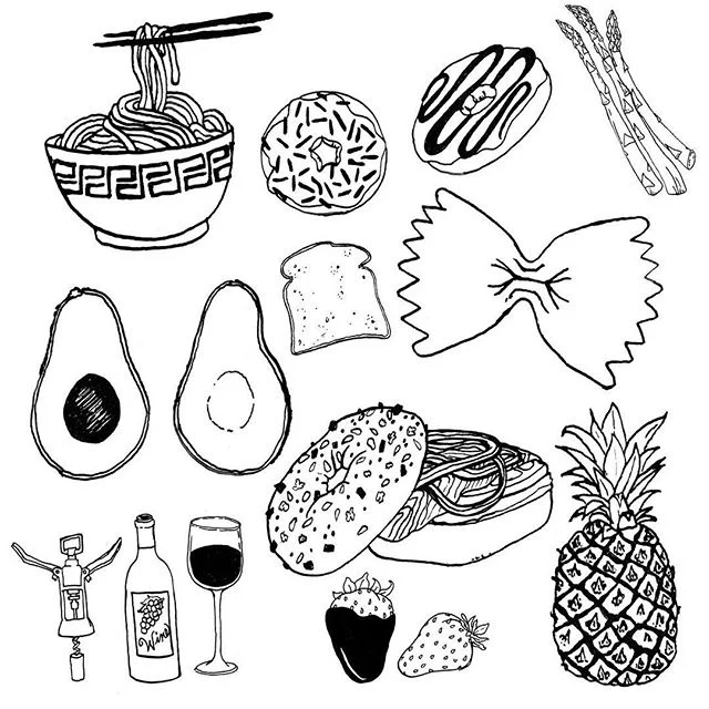 Some foodie flash tats for @femfoundry #illustration #flashtattoo #foodtattoo #penandink #blackandwhite