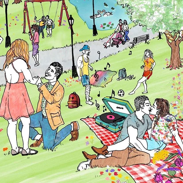 A sneak peek of my current freelance work in progress. This one is really mushy and lovey but also making me miss the fake spring NYC was experiencing a week ago. #illustration #drawingaday #freelanceillustration #wip #springlove #mixedmedia #sendyou