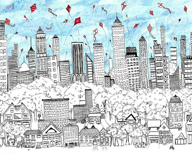 Yesterday was national kite flying day. Here is the illustration I forgot to post. Happy snow day! #illustration #freelance #nyc #kiteflyingday #penandink #drawingaday #artfido #femaleillustrator #FTA #illustrationartists