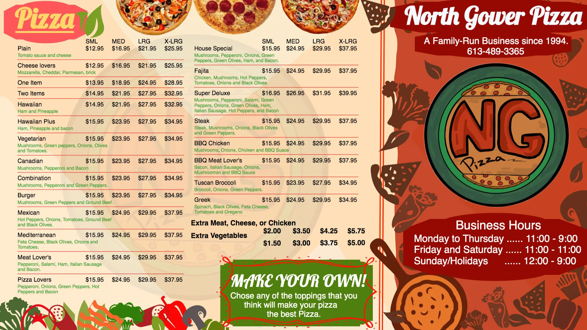 Menu PDF — North Gower Pizza