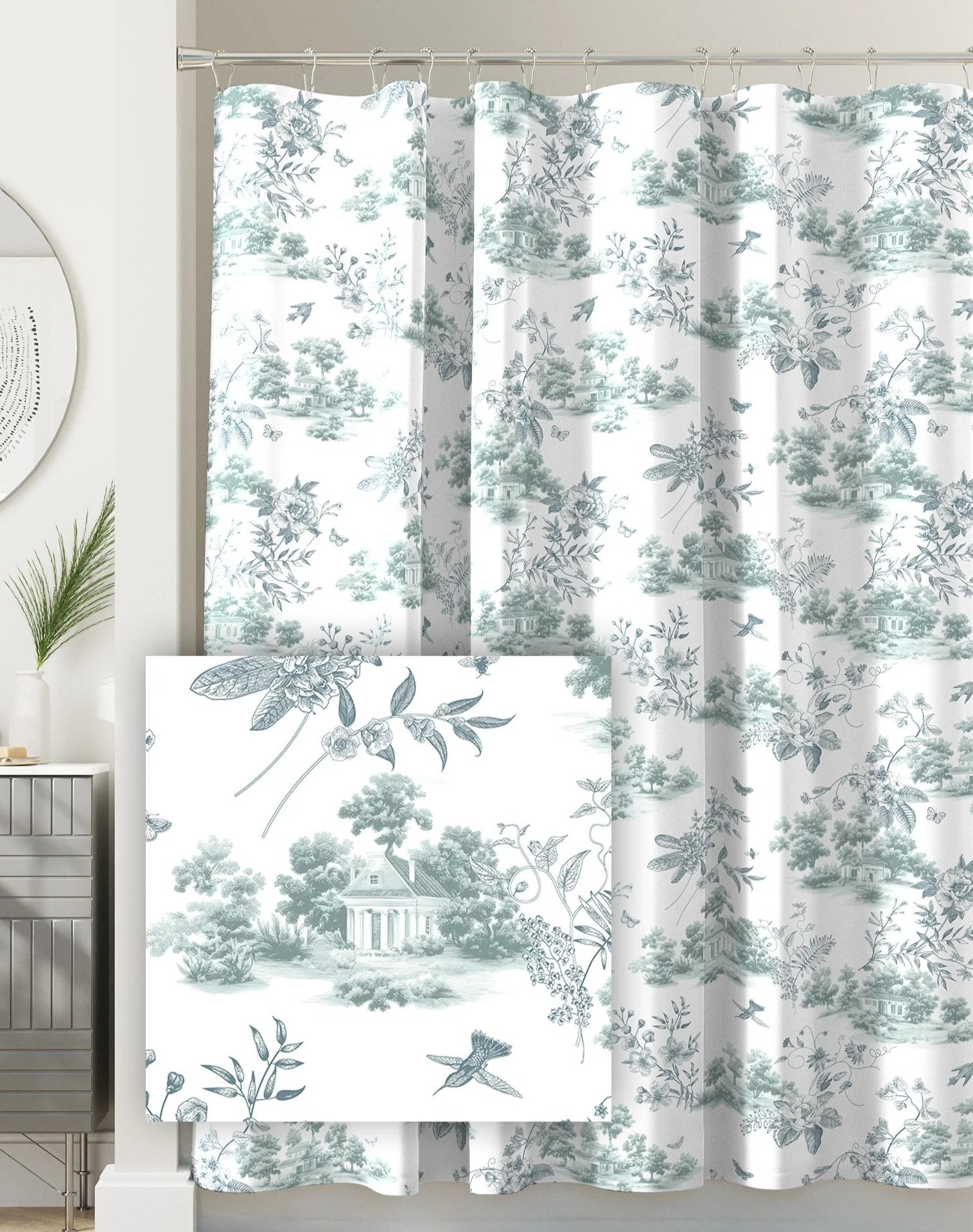 'provence toile' printed shower curtain