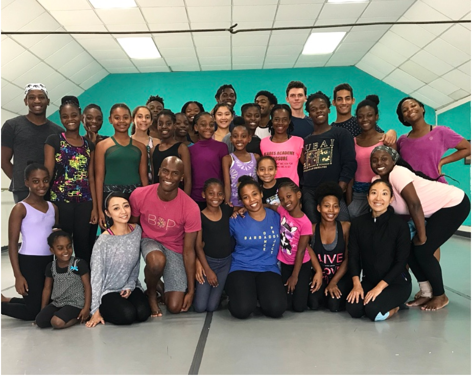 (front center) Jamal Callender, Courtenay Thorne and Stefanie Takei Taylor (front row right) with BDP students August, 2018)