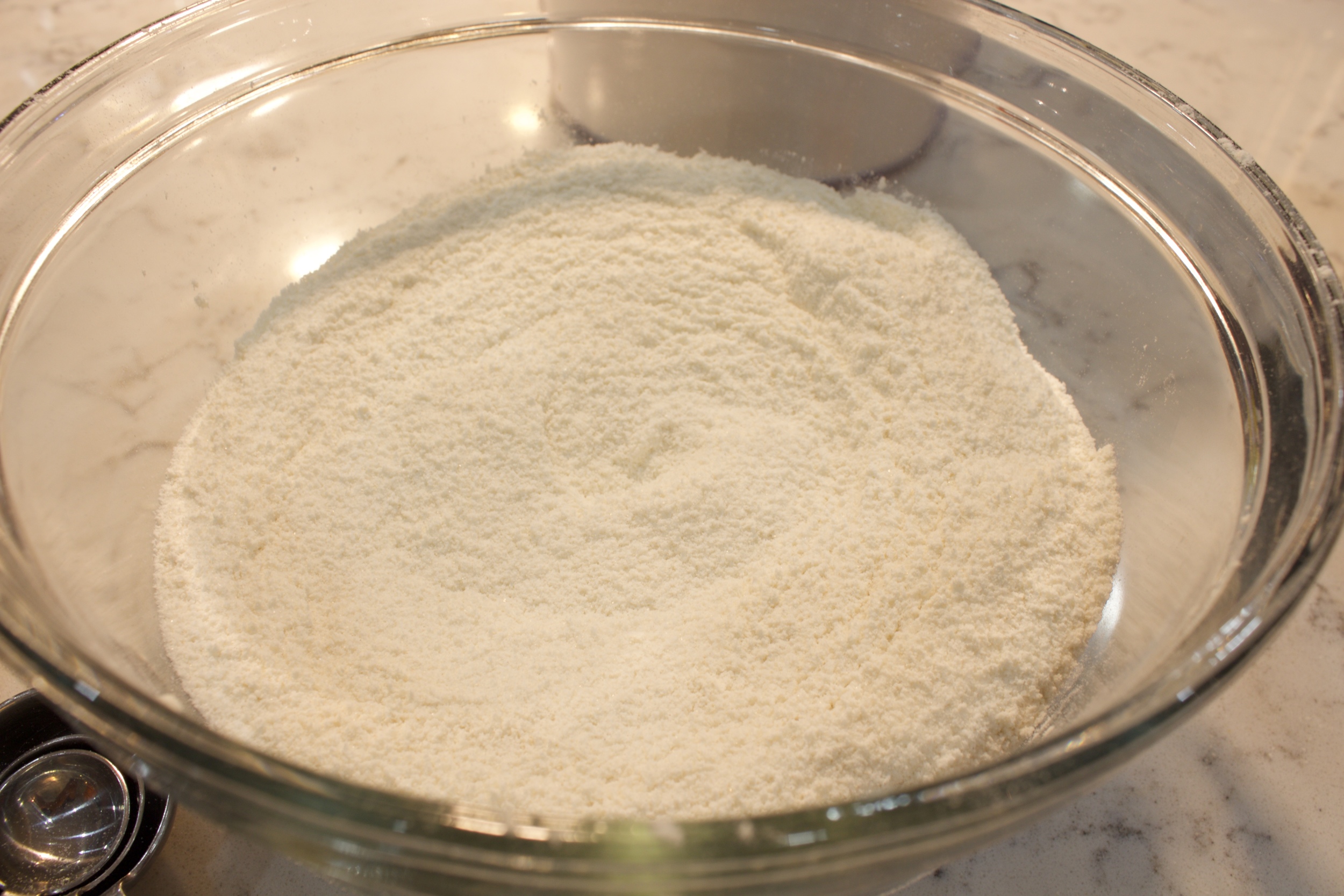  Sifted sugar, flour, baking soda, and salt 