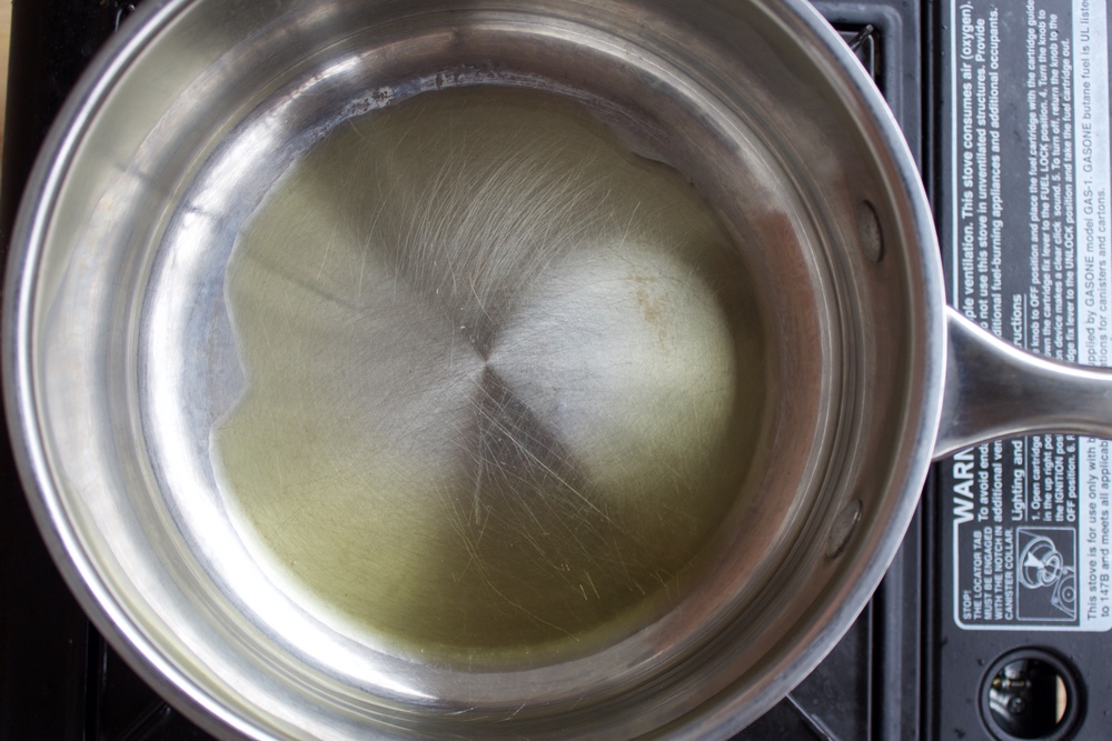 1) Heat 2 tbsp of olive oil in a saucepan over med-high heat 