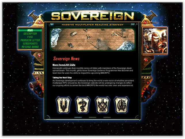 Rendered logo & UI frame created for the Sovereign preview website
