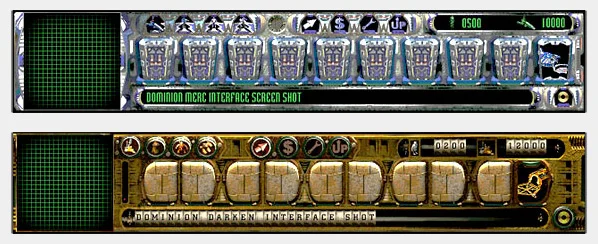 Sovereign's interface style was similar to UI I created for another RTS game: Dominion: Storm Over Gift 3 (above)