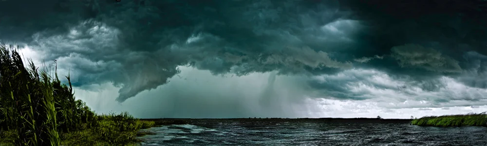 Atmospheres Collection, P106 &nbsp;"Cloudburst with Downdraft Panorama, Mobile-Tensaw Delta"