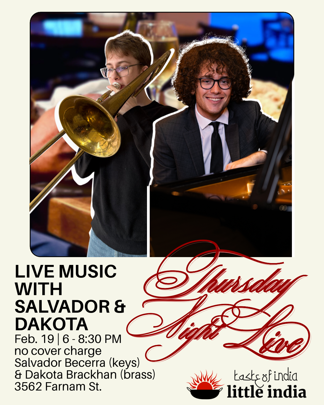 Live Music with Salvador &amp; Dakota at Little India