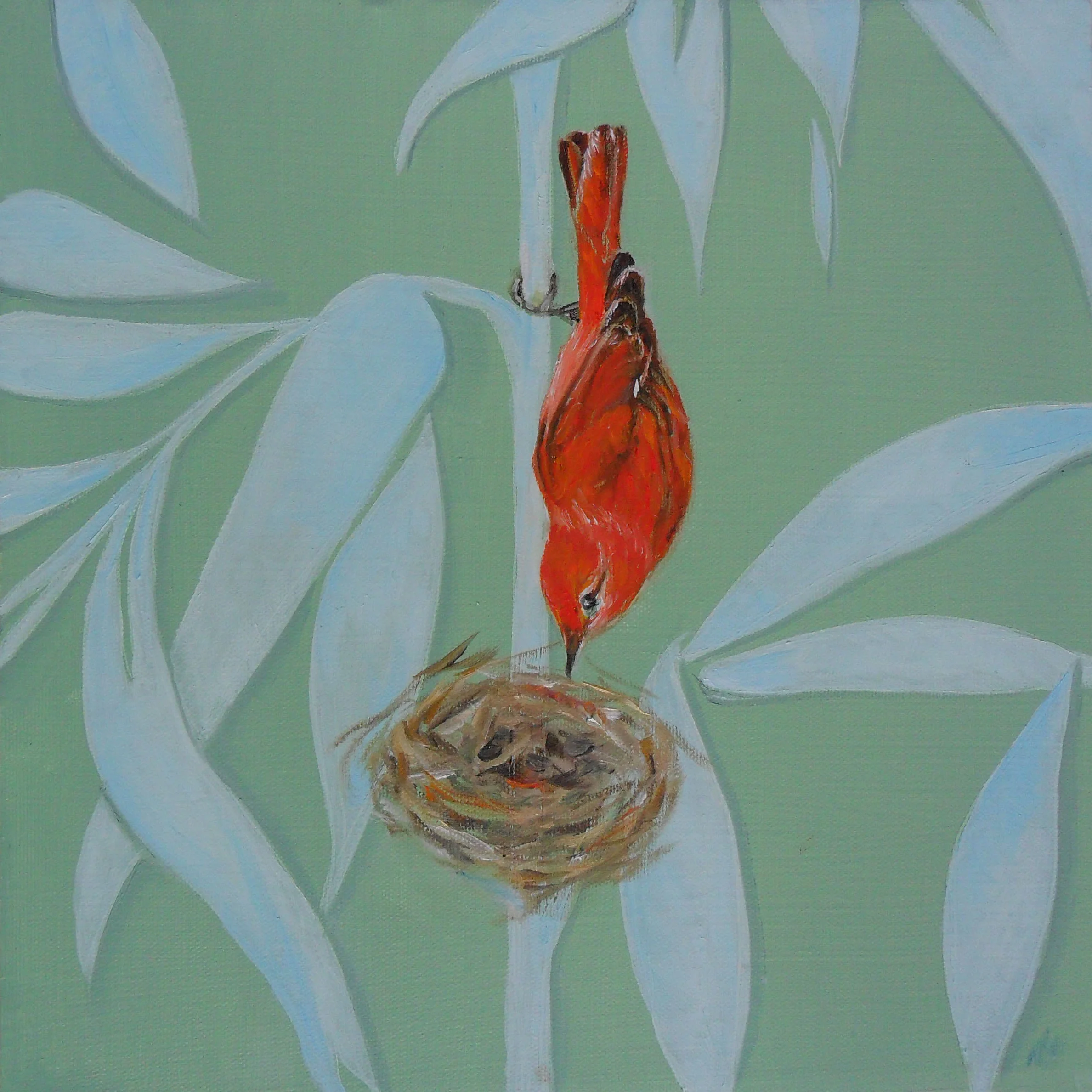 Wallpaper Trio Bird, oil on canvas, 10 x 10, $100