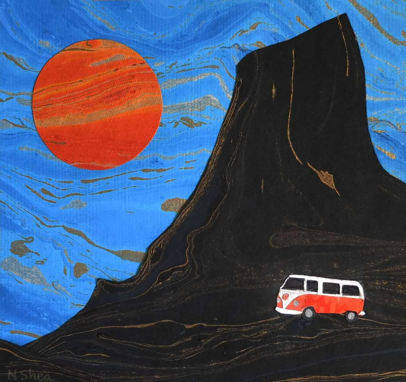 VW Bus Sunset, print, $35