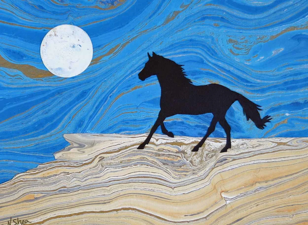 Mesa Moonride, original paperscape, 11 x 14, $65