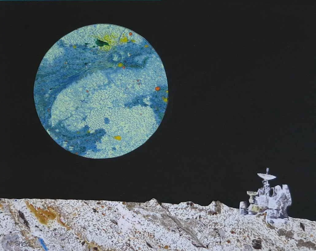 Moon landing, original paperscape, 11 x 14, $65