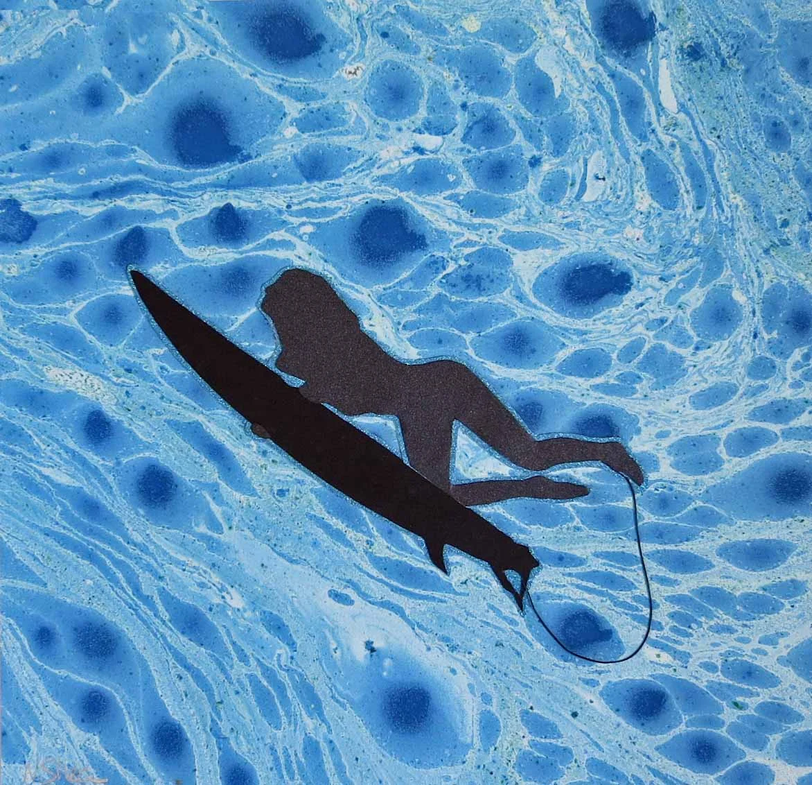 Surfer Submerged, original papercape, 12 x 12, $65