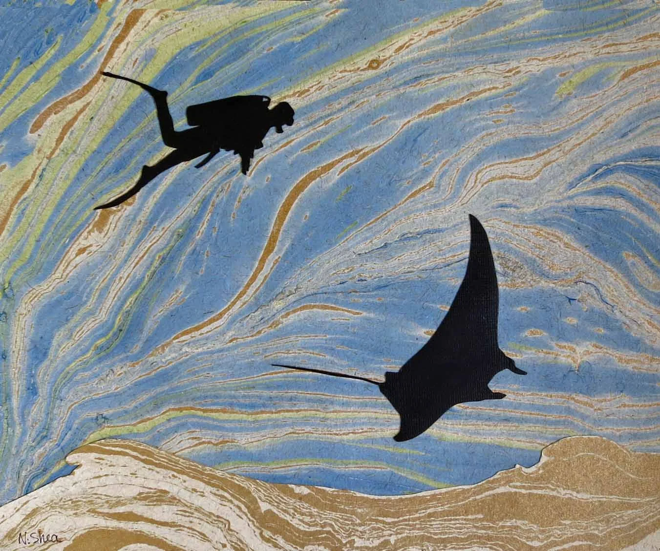 Manta Stalker, original paperscape, 16 x 20 $120