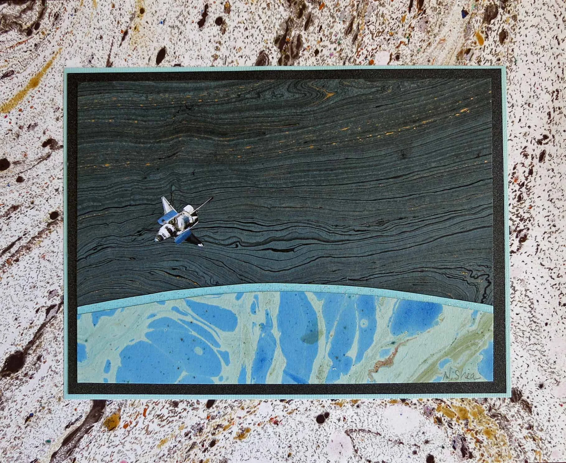 Space Shuttle Orbit, original paperscape, 11 x 14, $65