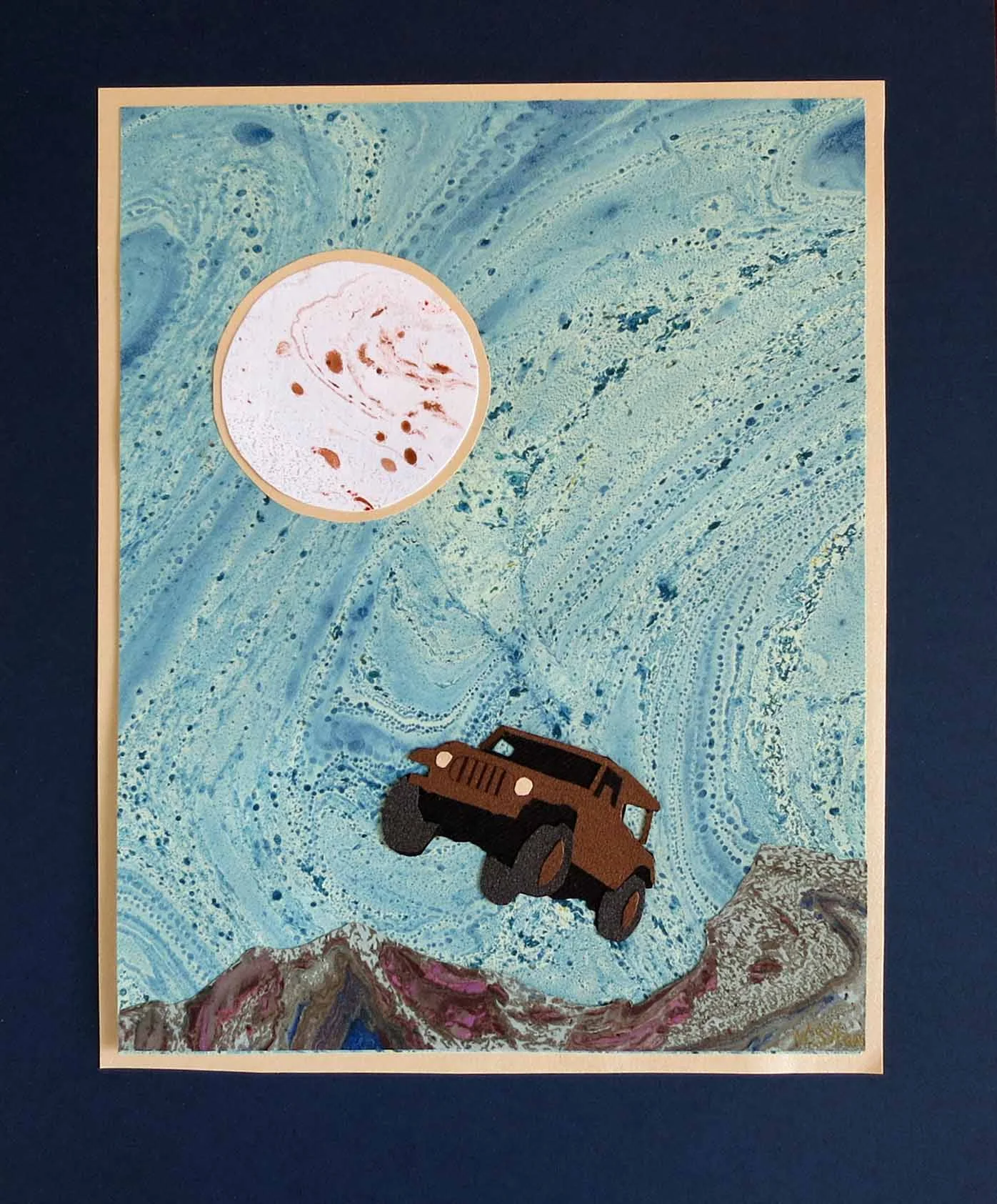 Bronco Bustin', original paperscape, 11 x 14, $65