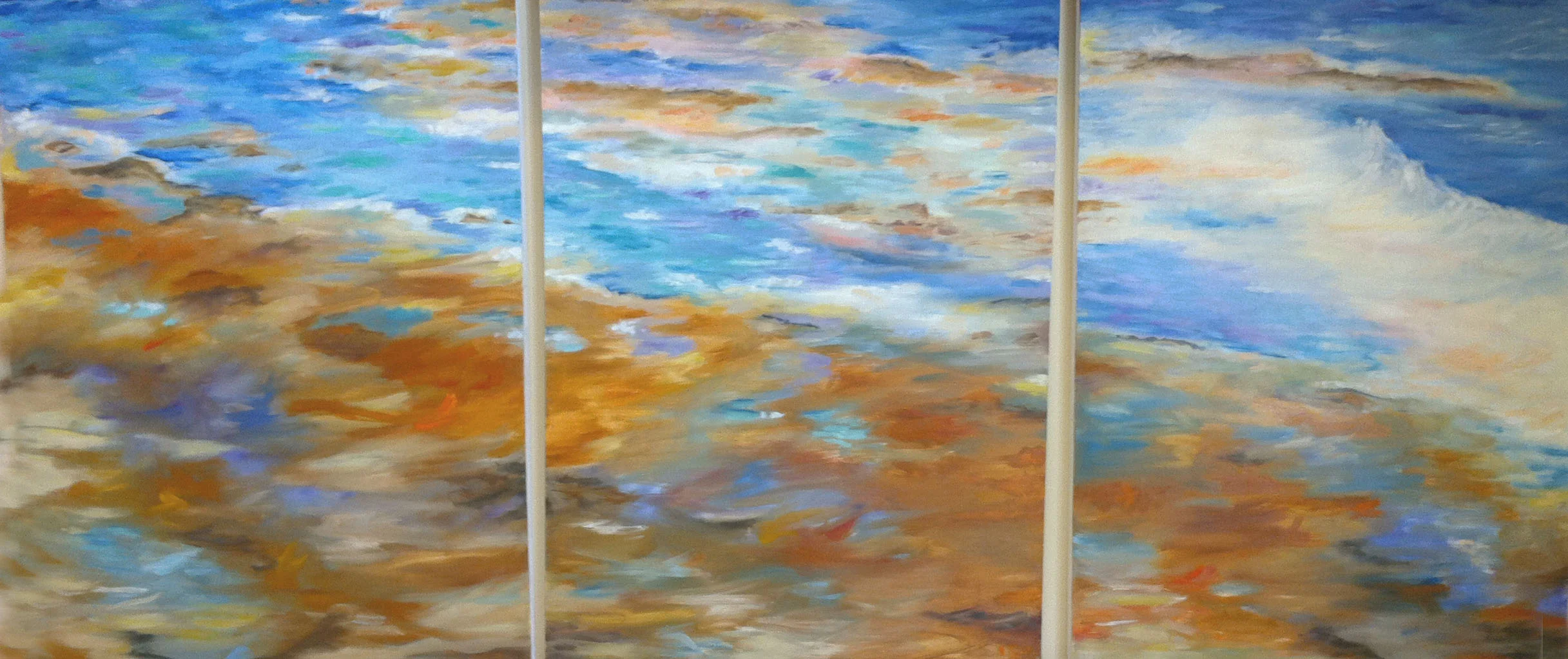 Jewel Tide, oil on canvas tryptich, 90 x 36, $900