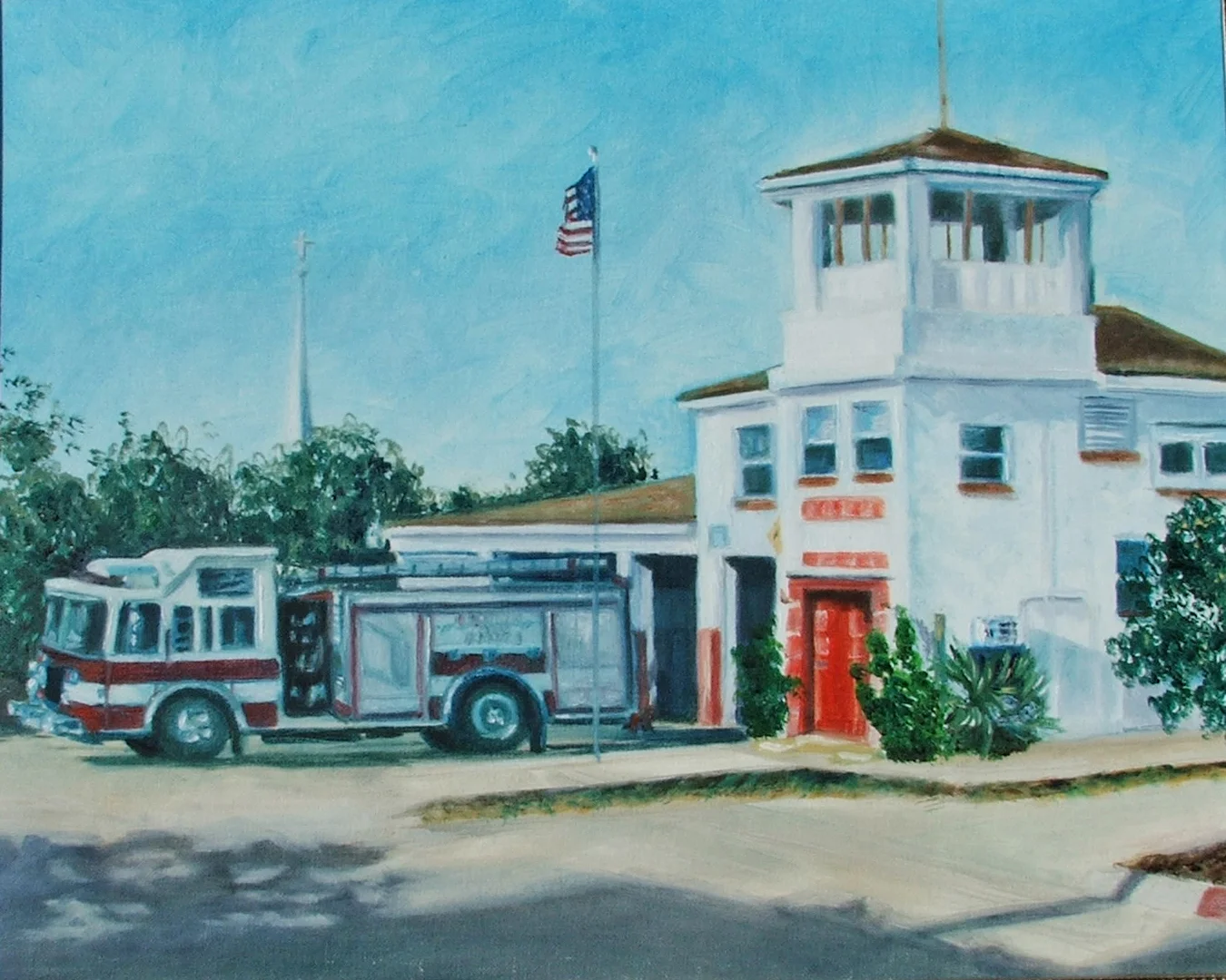 Faith, Flag & Firefighters, oil on board, SOLD