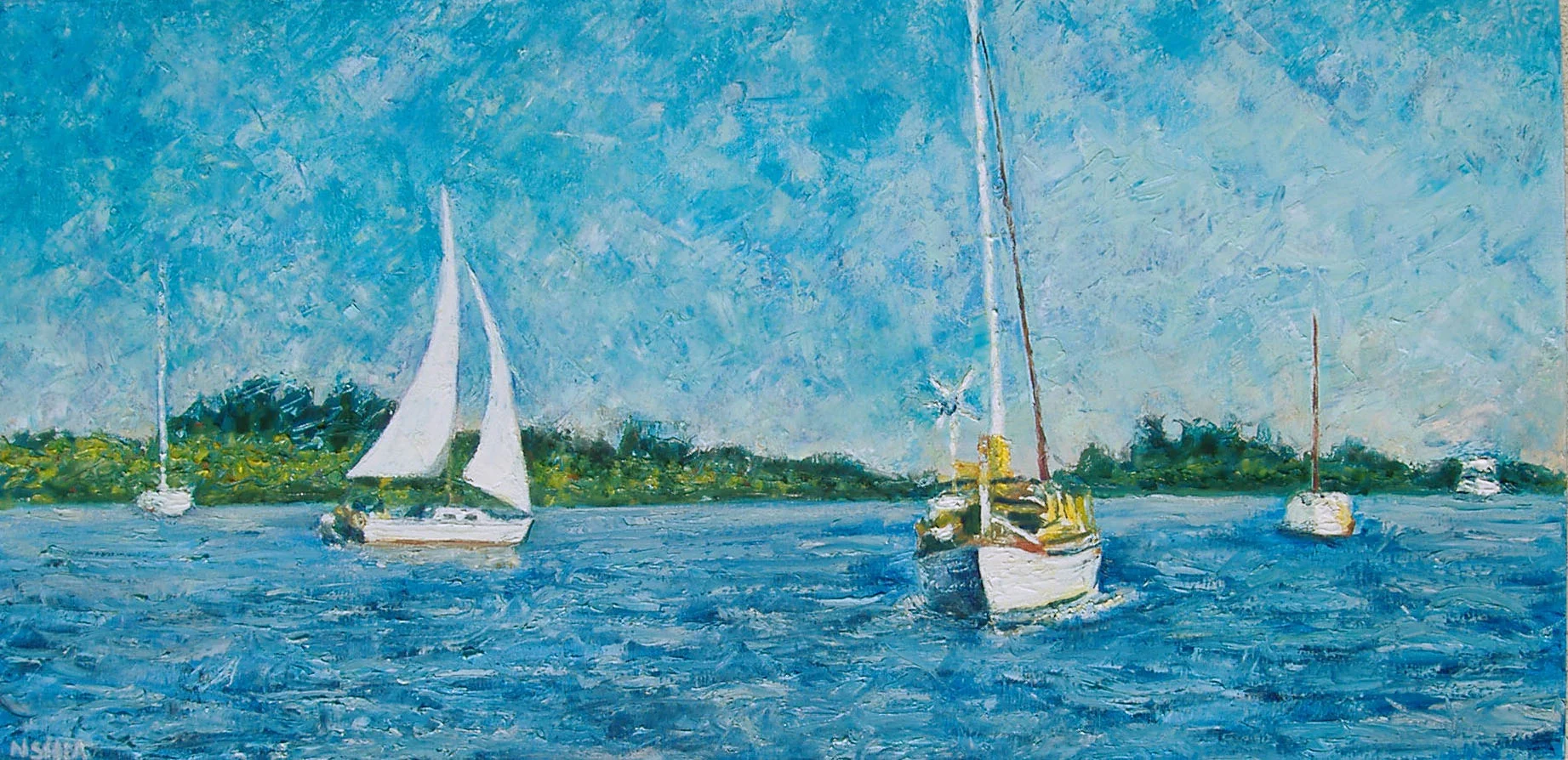 Intracoastal Blue, giclee, 10 x 20, framed, $100
