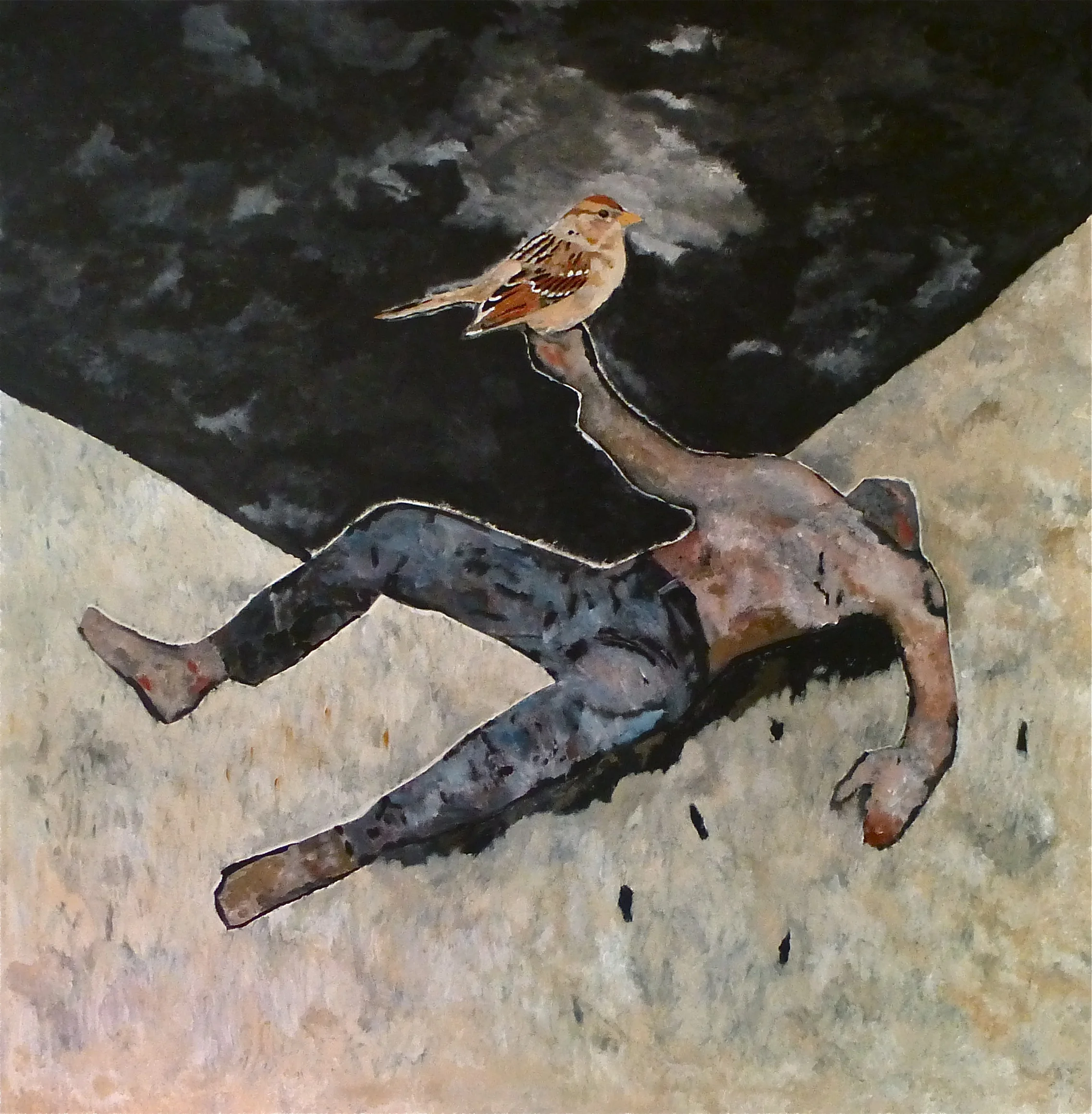    House Sparrow (Passer Domesticus) Acrylic on canvas 100x100 cm   