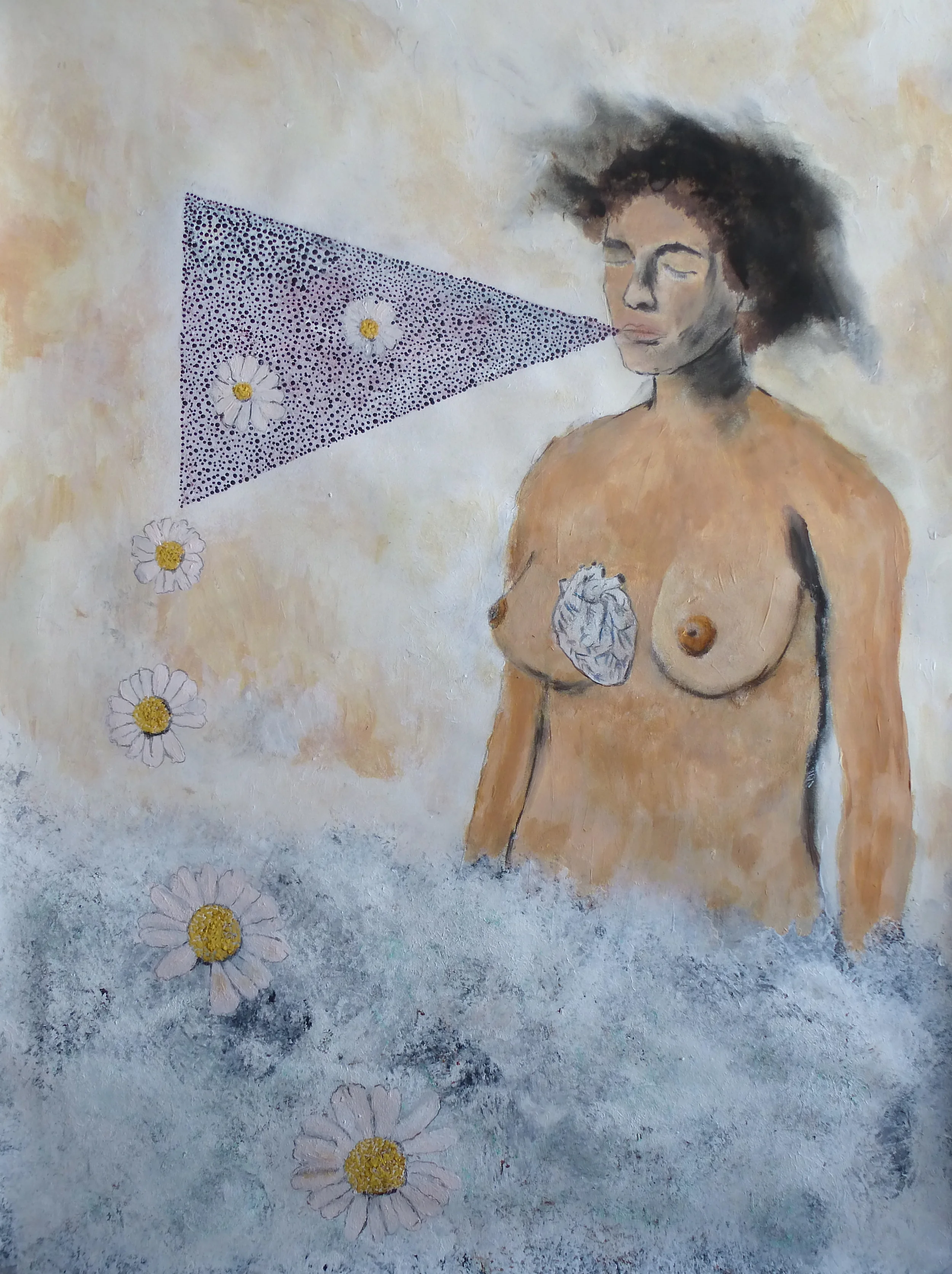  A woman with Situs Inversus in love  Acrylic on paper 45x61cm 