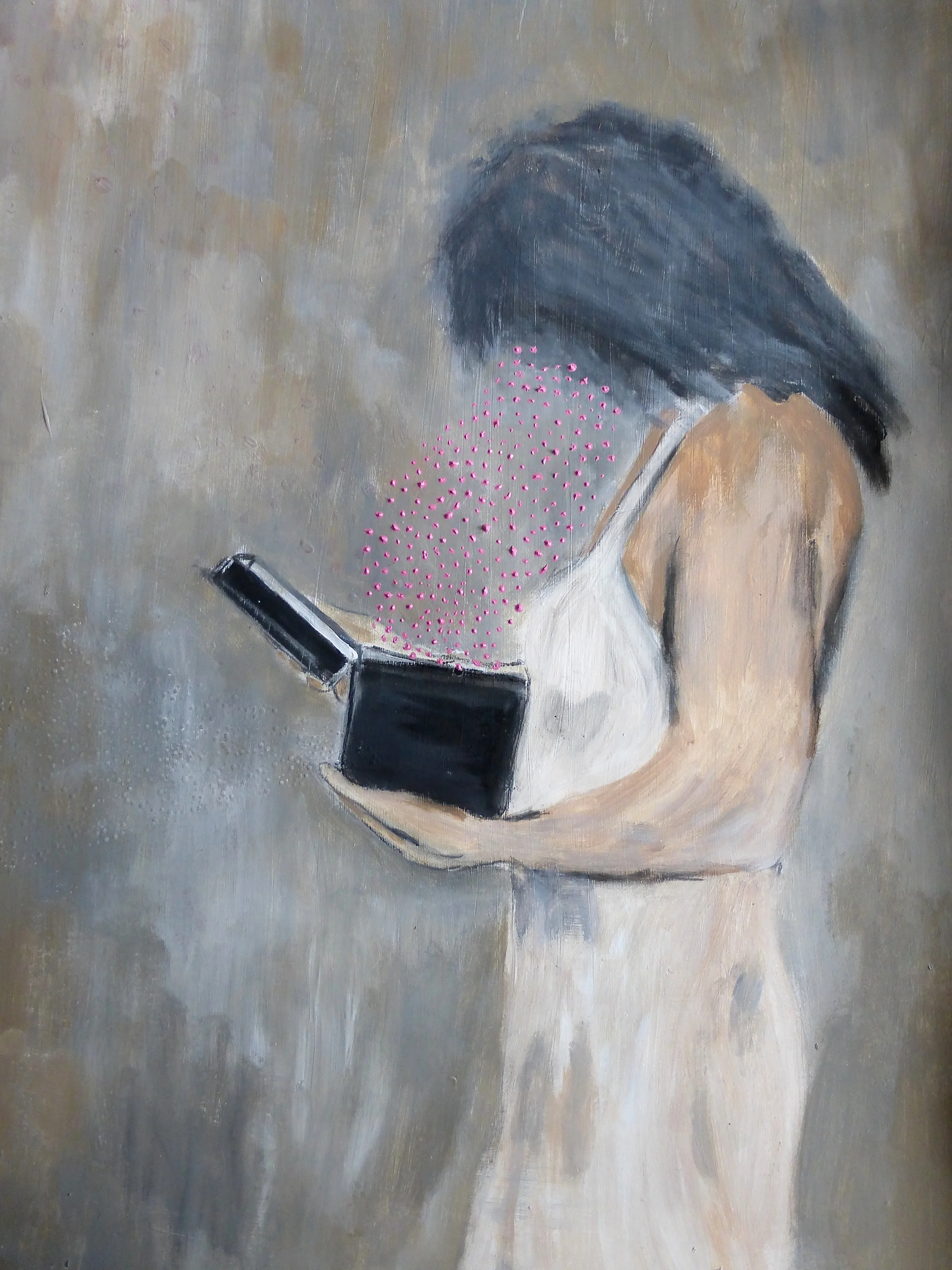   Woman looking at her past    Acrylic on paper 45x61cm  