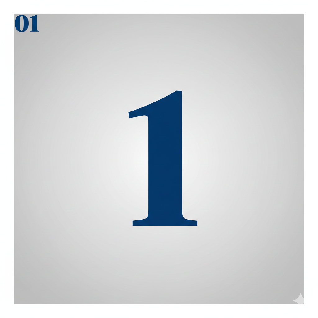 Number one on a white background with gray border