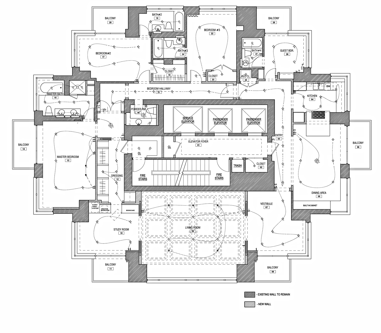 Penthouse reflected ceiling plan.