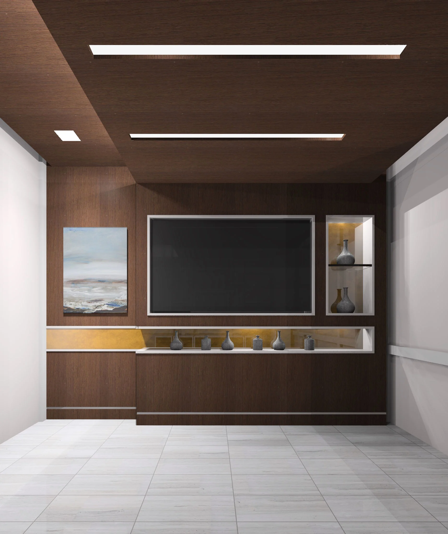 CUSTOM OFFICE TV WALL/CEILING DESIGN