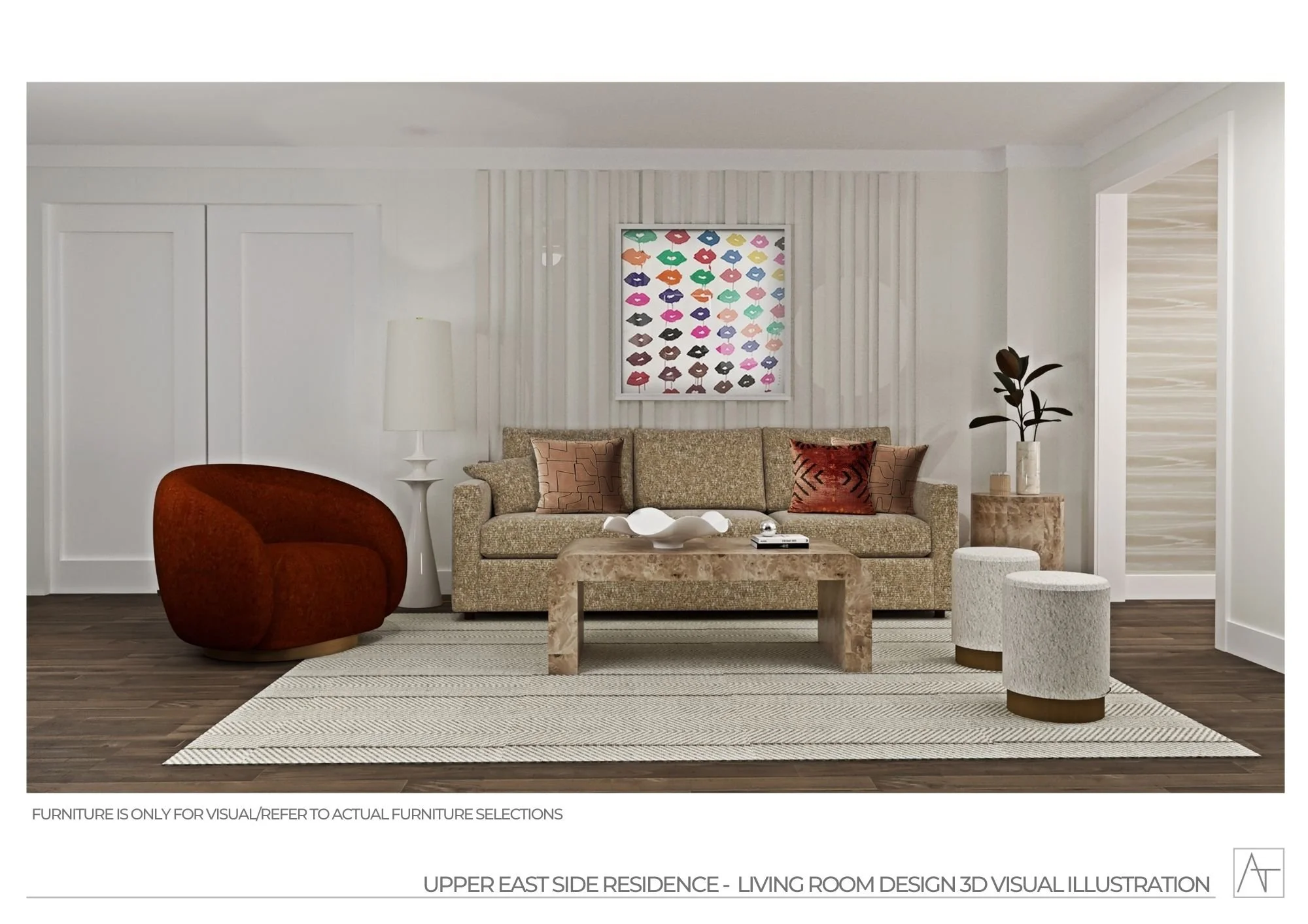 Living Room Design Rendering View 
