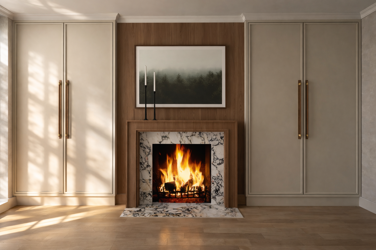 Primary Bedroom | Custom Millwork | Fireplace Design | Bronxville | NY