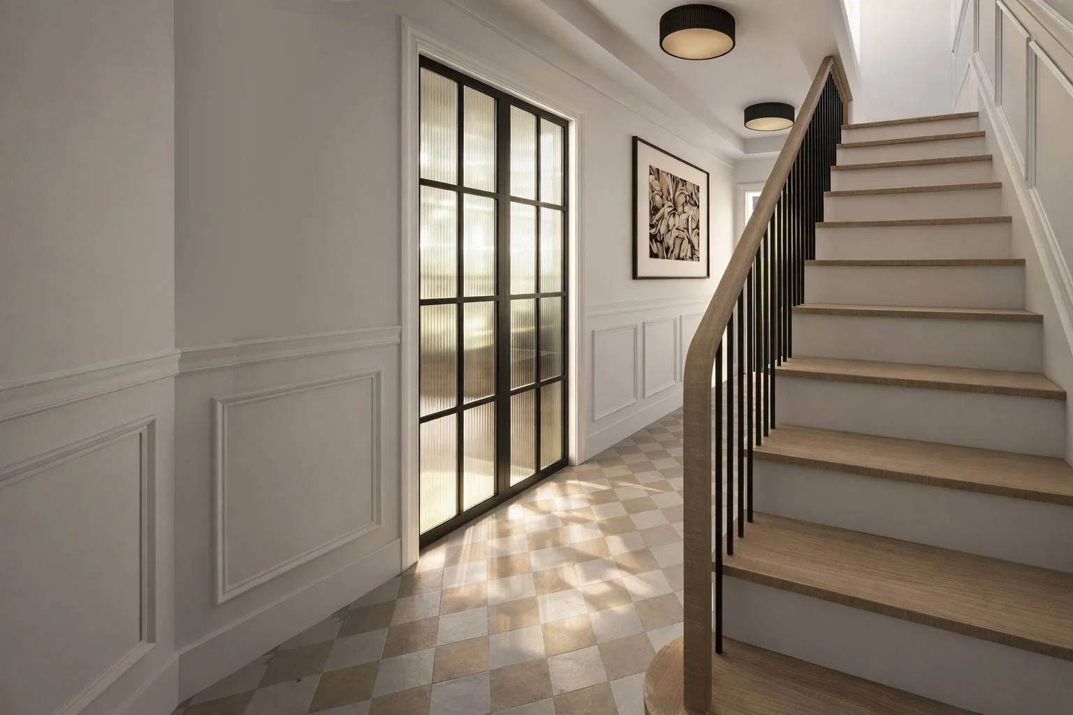Entry Hallway | Custom Staircase Design | Bronxville | NY