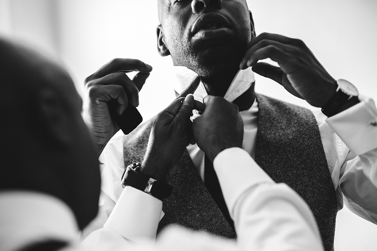 Gaynes Park Wedding Photographer Groom Prep