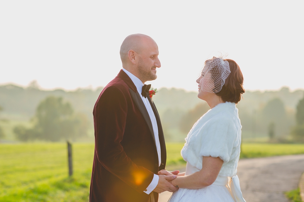 Bride and Groom at Sunset - Crondon Park Wedding Essex