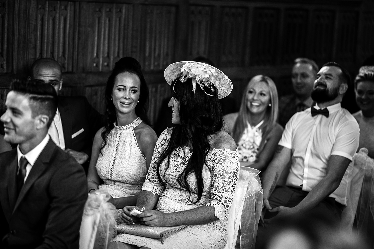 Gosfield Hall Wedding Photography - Guests in the Ceremony Room