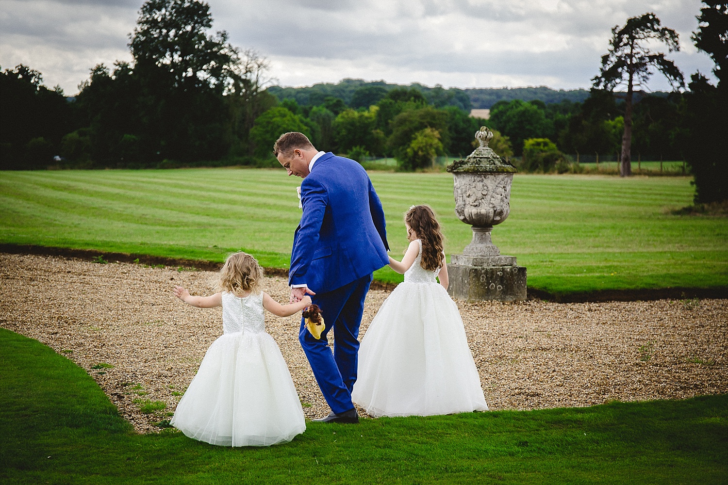 Gosfield Hall Wedding Photography - Groom and flowergirls