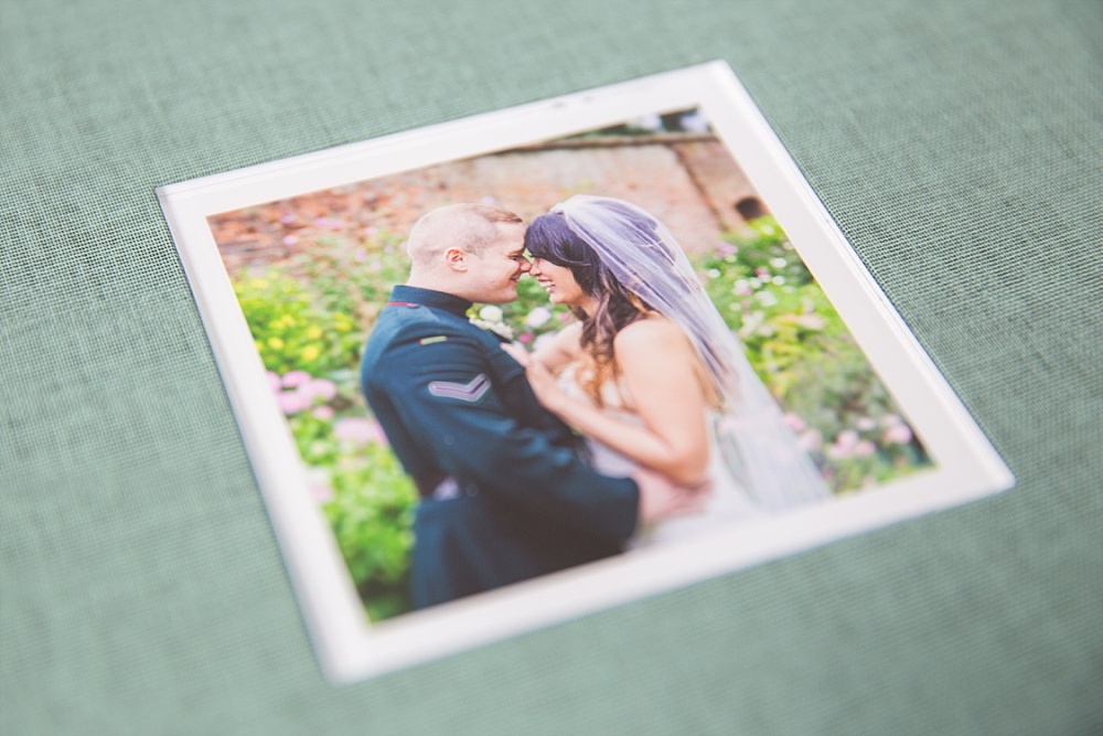 Pale green linen wedding album