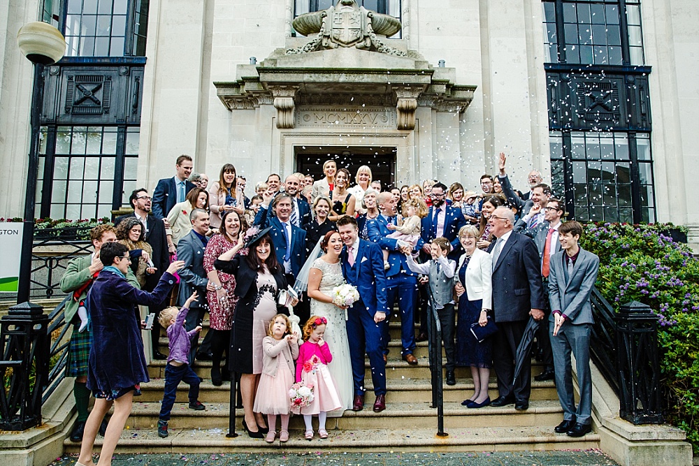 Islington Town Hall Wedding - Confetti Group Shot