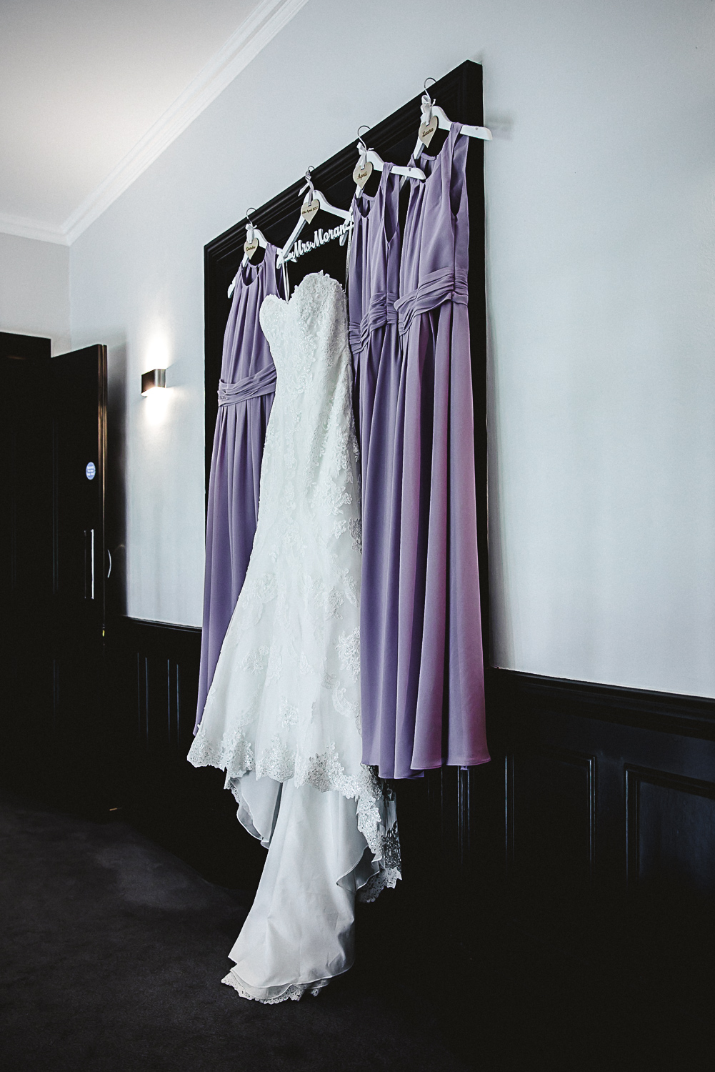 Bridal Gown and Lilac Bridesmaids Dresses = Cambridgeshire Wedding Photographer - Swynford Manor Wedding