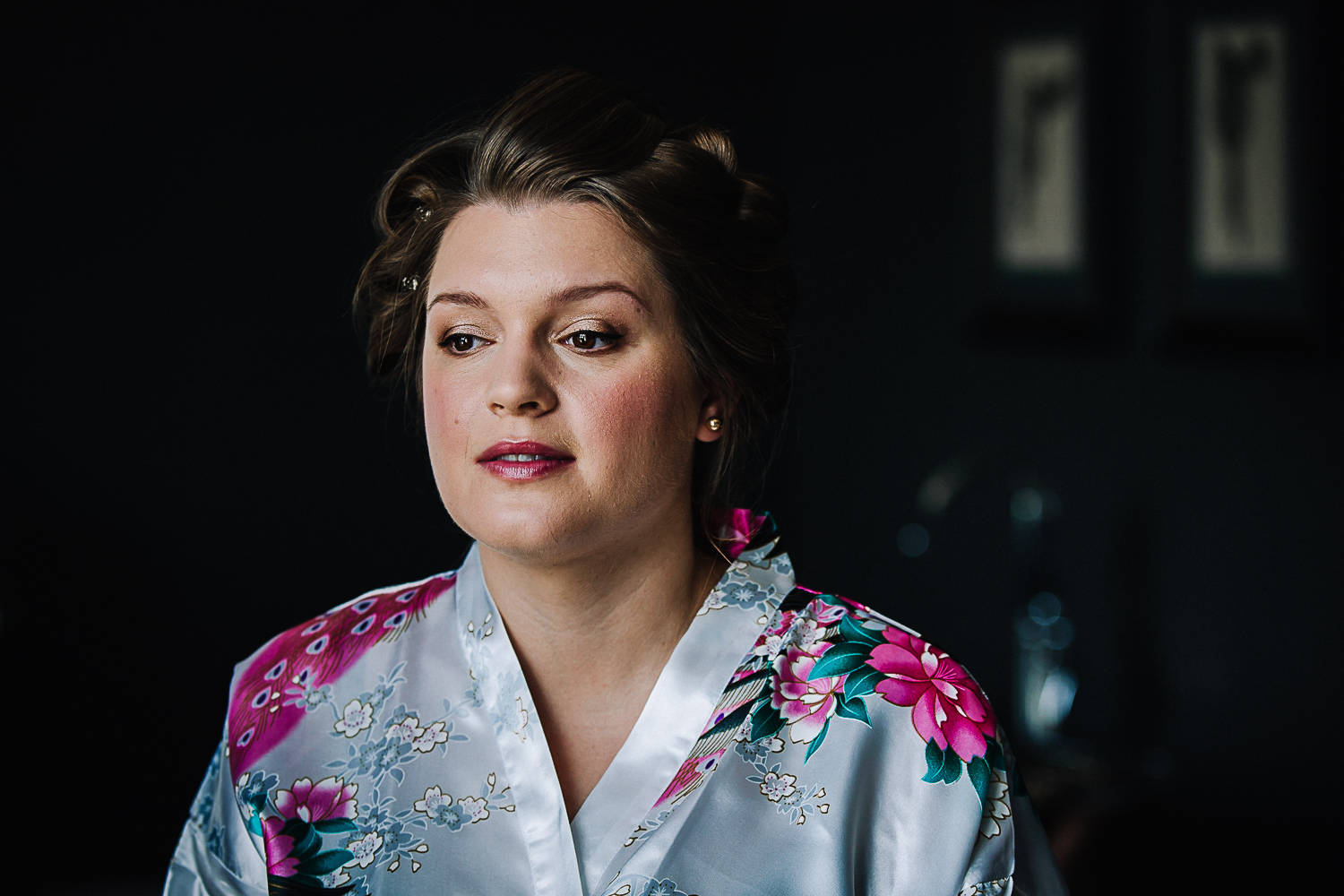 Bride getting her makeup applied - Swynford Manor Wedding Photographer