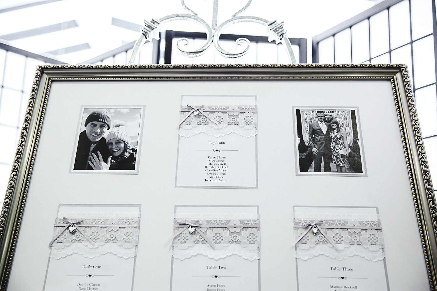 Silver, Black and White Table Plan at Swynford Manor Wedding