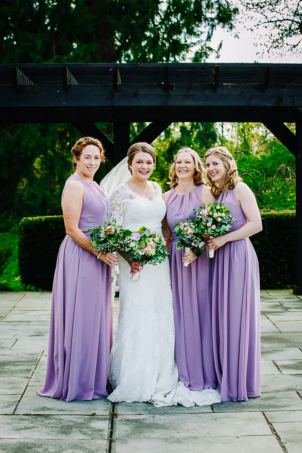 Bridesmaids in Lilac Dresses at Swynford Manor Wedding